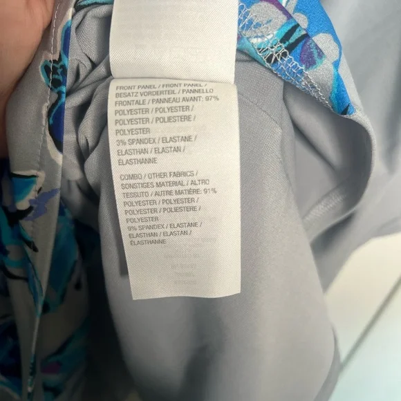 Bob Mackie NWT Gray Blue Floral Blouse Kaftan Top women’s plus size 2X - Picture 5 of 7